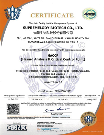 HACCP認證證書